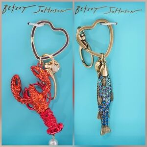 BUNDLE - Betsey Johnson 2 Keychains - Lobster & Sardine Vacation Summer Gift